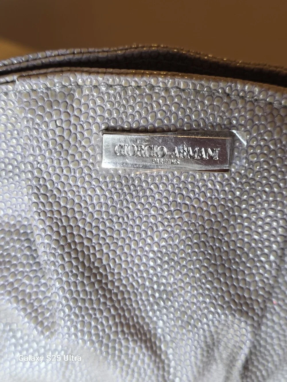 Giorgio Armani Parfums Vegan Taupe Leather Pouch Like New